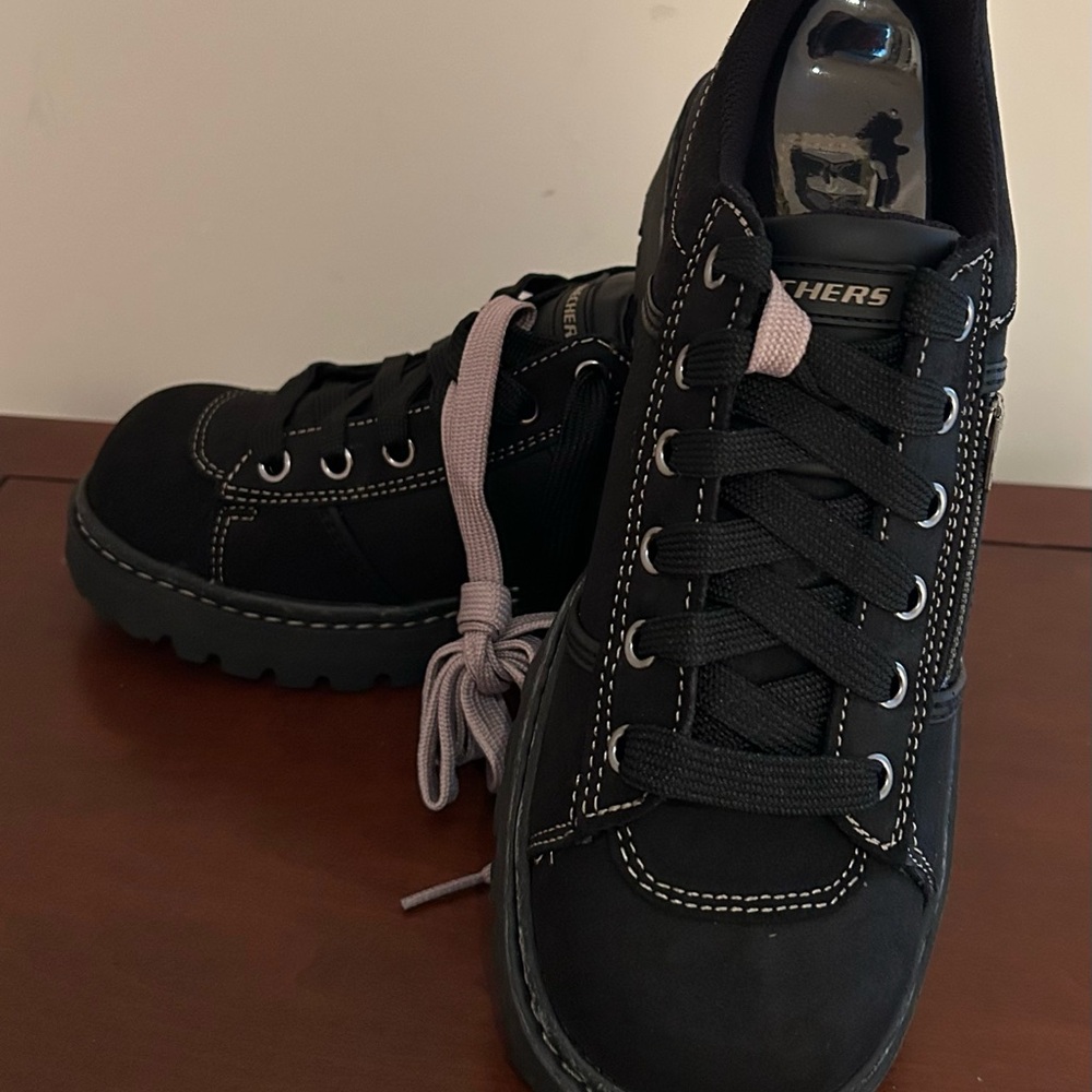 Skechers Black Lace-Up Sneakers